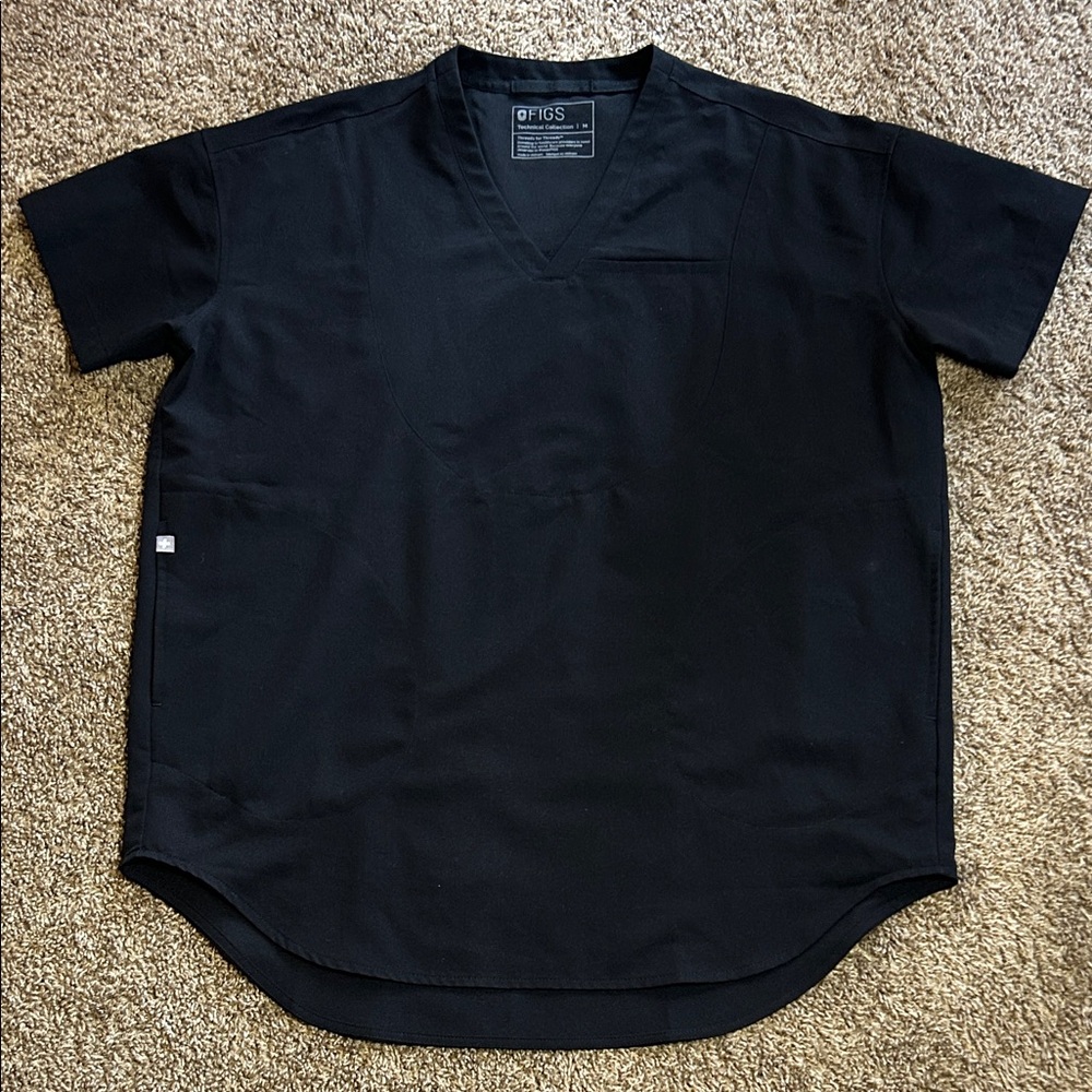 Figs Classic Black V-Neck Technical Scrub